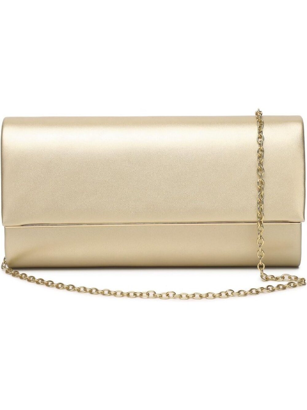 Women's Gold Vegan Leather Evening Clutch Purse Bag for Party Wedding Prom